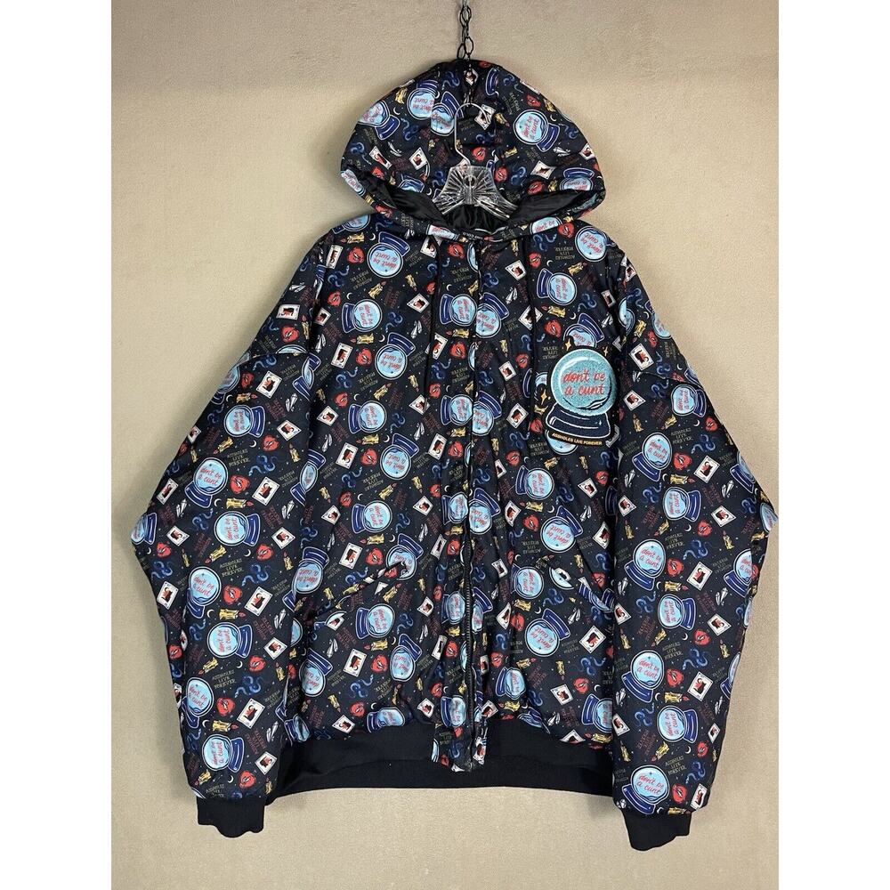 Men's Black Graphic Hooded Jacket